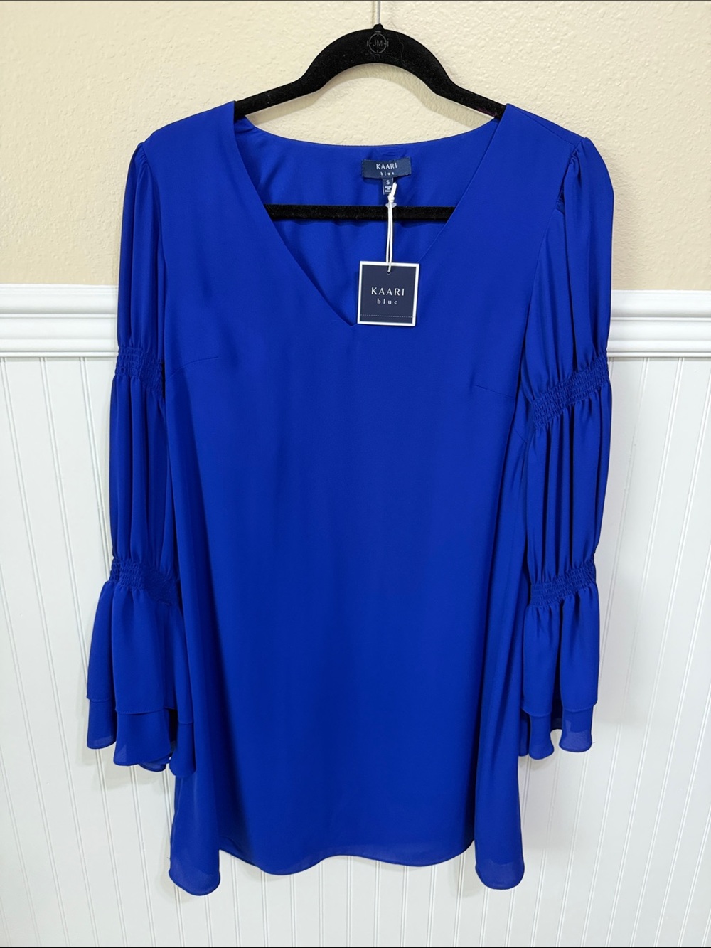 NWT women’s  size small Kaari Blue V-Neck Bell Sleeve Dress